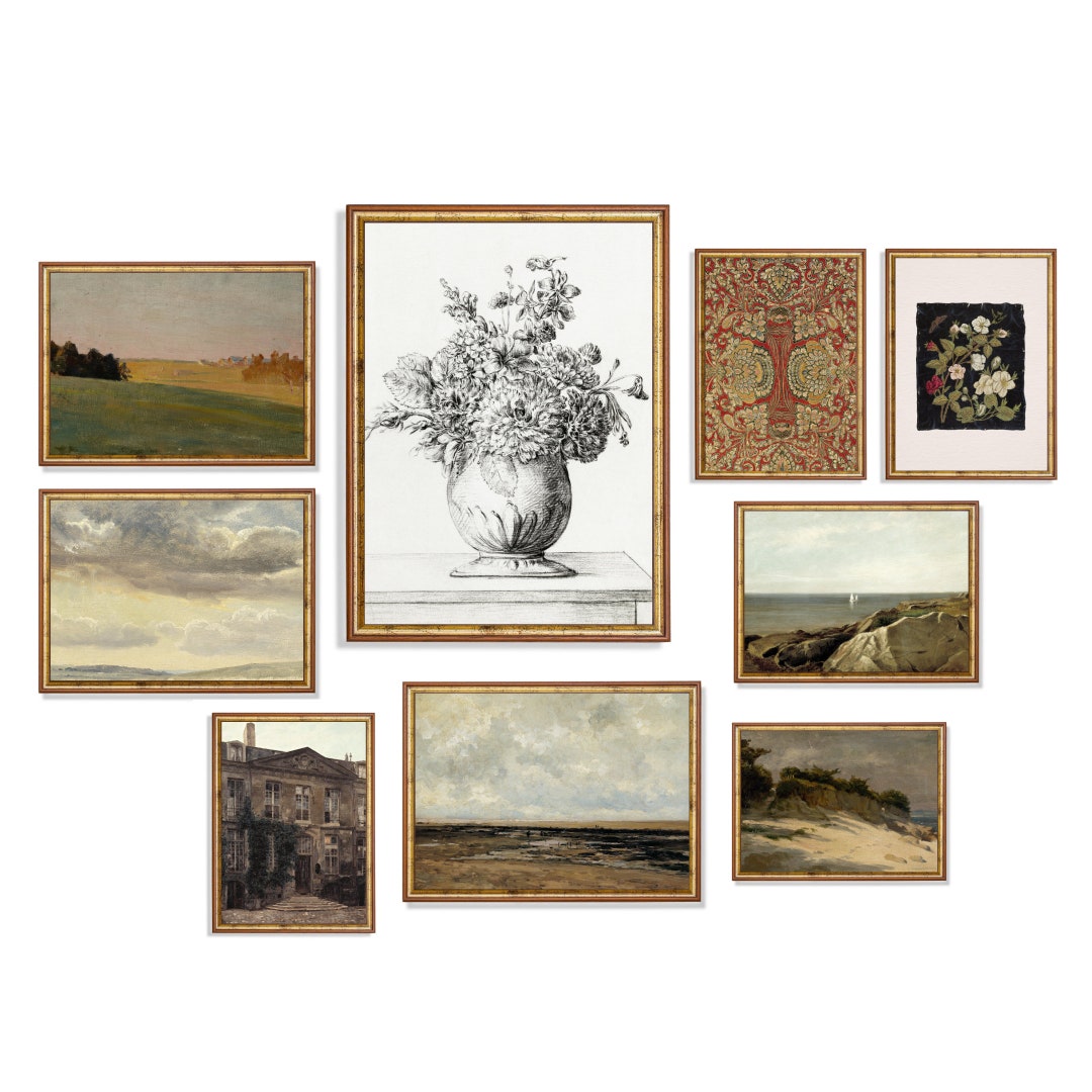 Vintage Gallery Wall Art | Set of 9 Prints | Antique Painting ...
