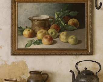 Vintage Apple Still Life Art Print: Farmhouse Kitchen Decor