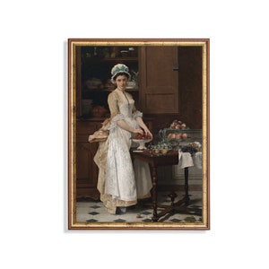 Portret kobiety w stylu vintage: nastrojowy wydruk artystyczny z XVIII wieku