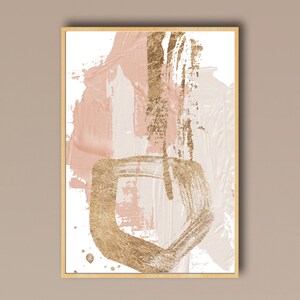 3 Piece Wall Art Abstract Oil Painting Blush Pink Wall Art Set of Three ...