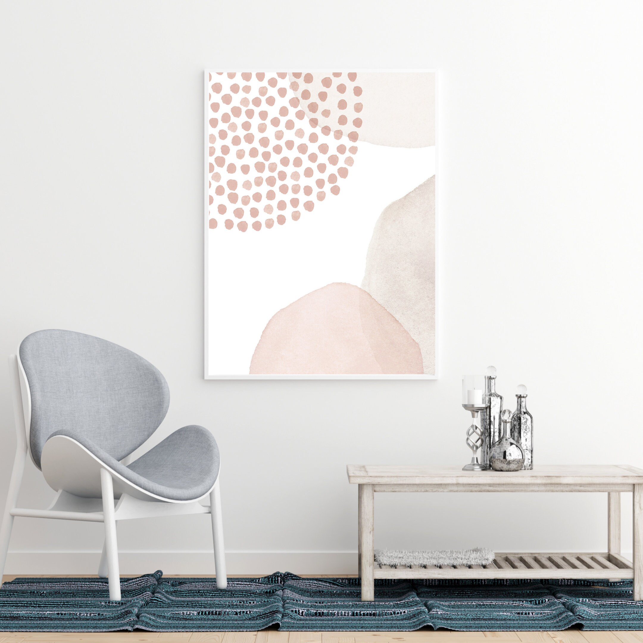 Blush Pink Wall Art Boho Art Print Minimalist Poster Bohemian Etsy