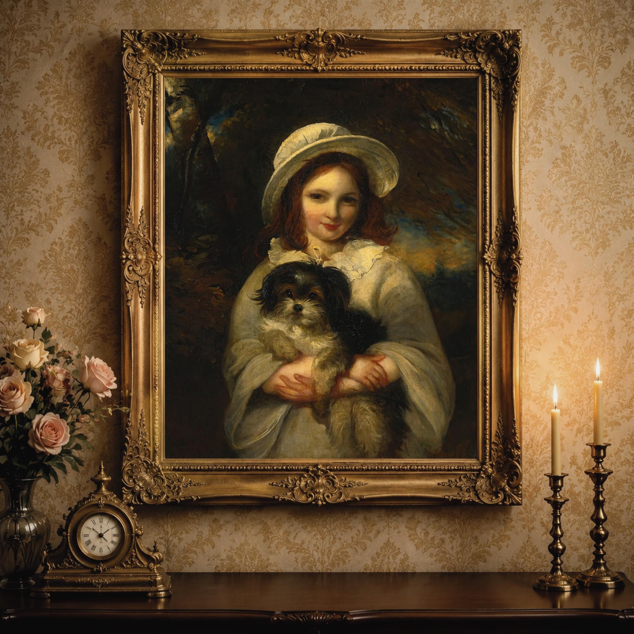 Antique Girl With Dog Picture - Etsy