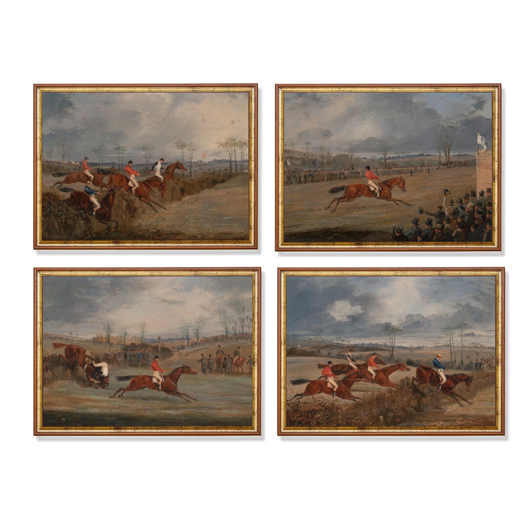 Set of 4 Vintage Fox Hunting Horse Prints, Equestrian Gallery Wall Art ...
