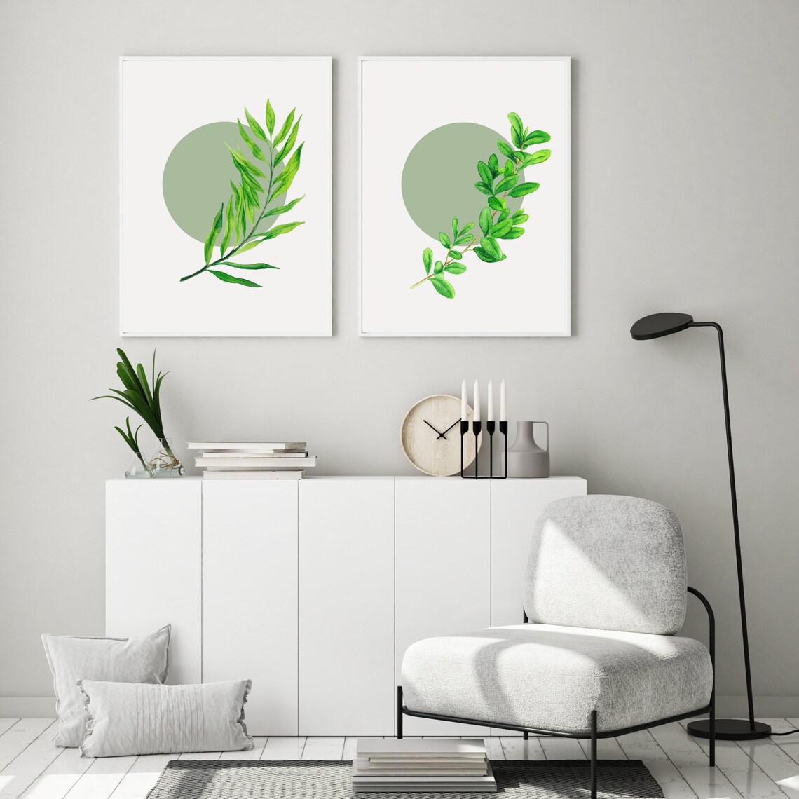 Sage Green Wall Art Set Of 2 Botanical Prints Botanical Print Etsy
