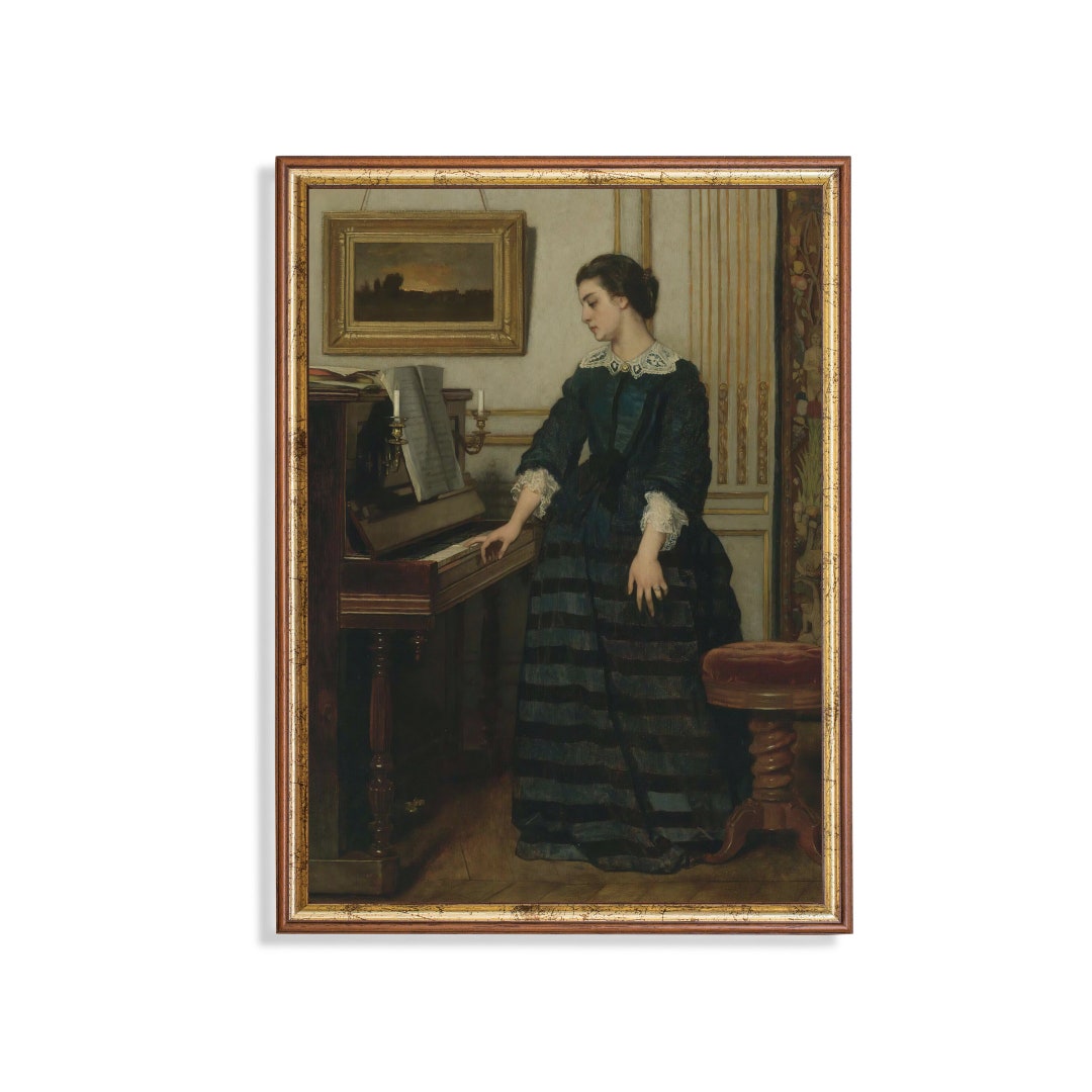 Victorian Woman at Piano: Vintage Portrait Art Print - Etsy