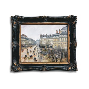 Parijs straatbeeld Art Print, Camille Pissarro Boulevard Montmartre schilderij, Rainy Day City View, belle époque Franse architectuur muurkunst