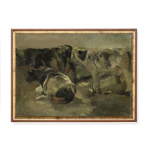 Antique Cow Pasture Print: Dutch Pastoral Farm Art by Breitner