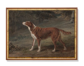 Lámina vintage de perro setter: arte de caza rústico de granja (descarga digital)