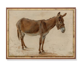 Cuadro de burro vintage: Impresión artística rústica de granja