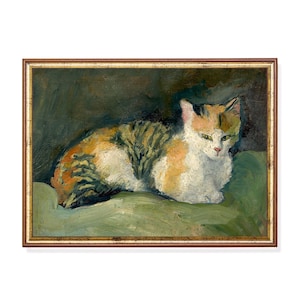 Vintage Cat Painting: Antique Pet Portrait Art Print