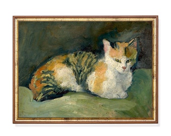 Vintage Katze Gemälde: Antikes Haustier Portrait Kunstdruck