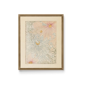 Japanese Floral Art Print: Antique Botanical Chrysanthemum