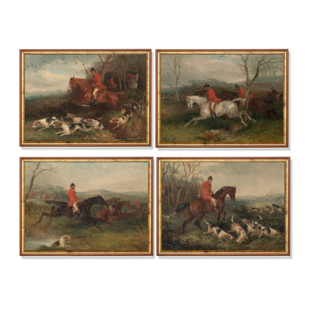 Vintage Fox Hunting Art Print Set – Equestrian Horse & Hound Gallery ...