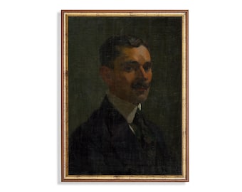 Impresión de retrato de caballero eduardiano: pintura antigua melancólica, decoración de la academia oscura