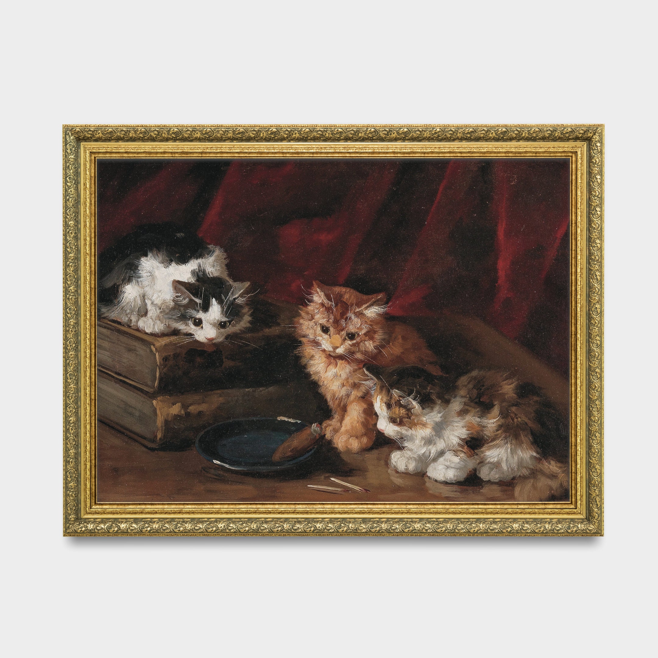 ビンテージ★子猫の絵50s60s70sbigeye ヴィンテージ子猫の絵画：19世紀の猫の芸術（デジタルダウンロード