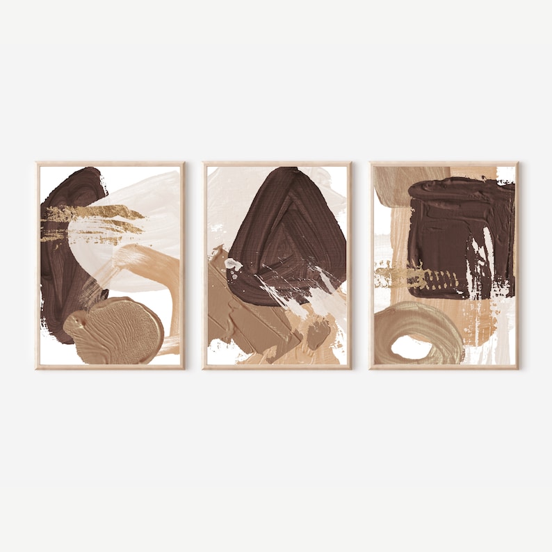 Abstract Oil Painting 3 Piece Wall Art Set of Three Prints Abstract Art ...