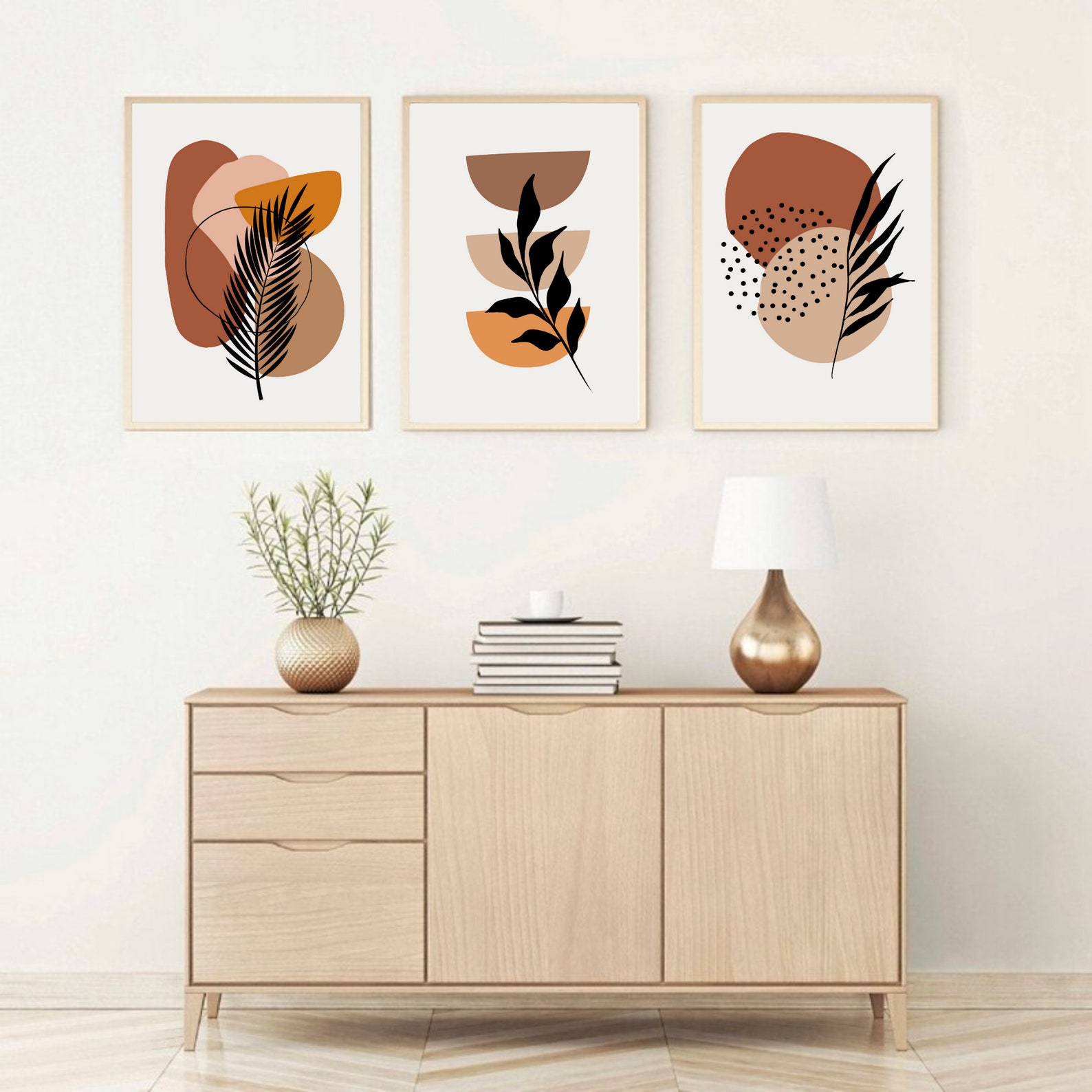 Set of 3 Boho Prints Mid Century Modern Boho Art Set 3 Piece - Etsy