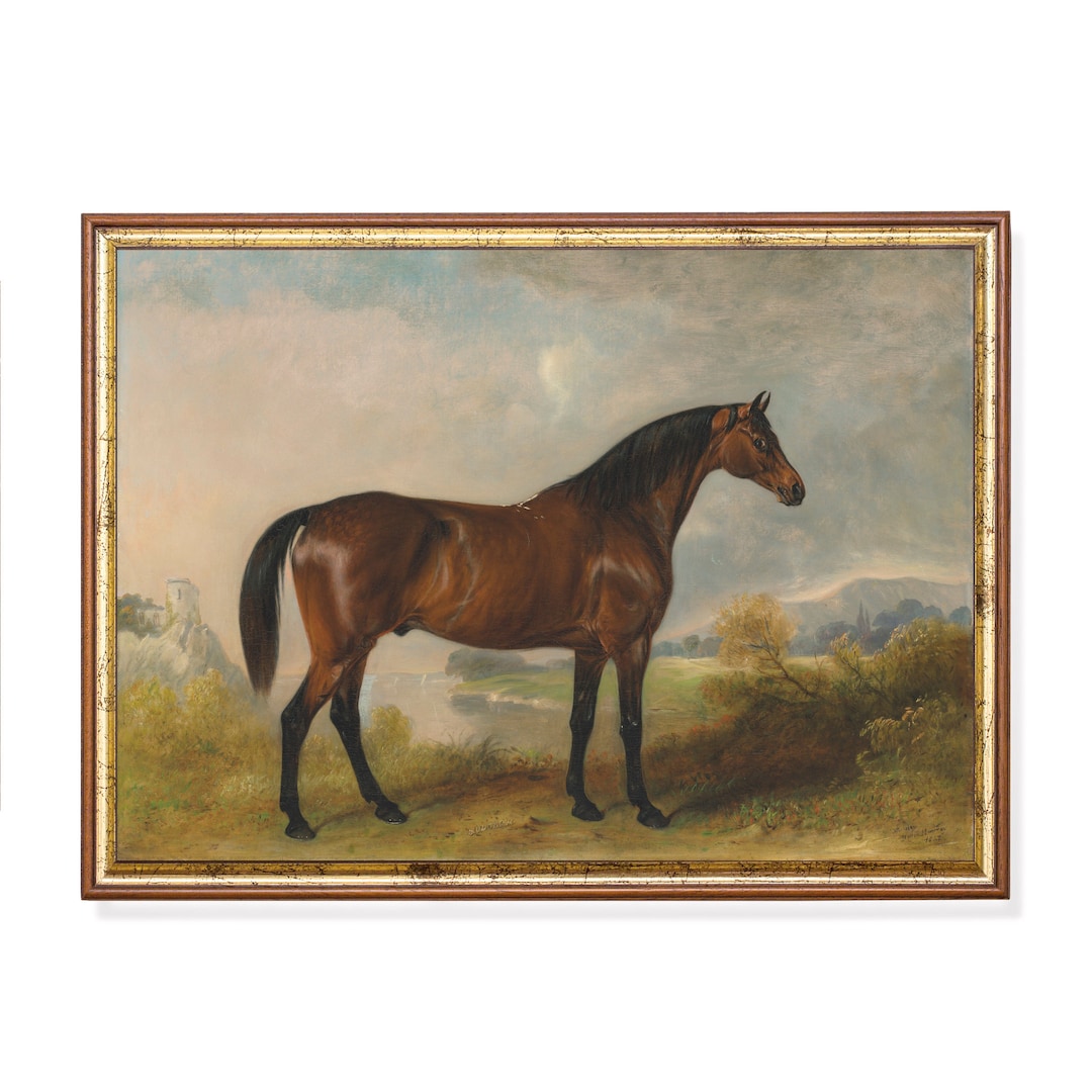 Vintage Horse Painting Print | Full Body Equestrian Artwork, Farmhouse ...