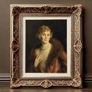 Vintage Lady Portrait: Elegant Woman in Pearls, Classic Fine Art (Digital Download)