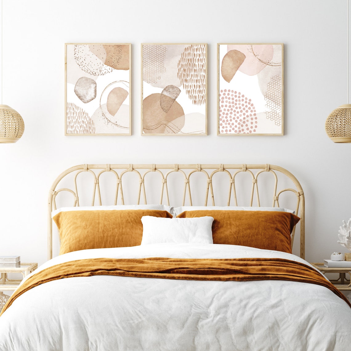 Neutral Prints Set of 3 Abstract Art Printable Poster Boho Etsy