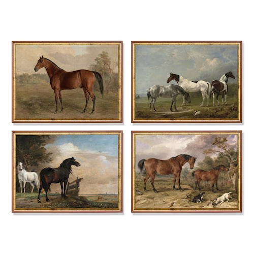 Vintage Horse Painting Antique Equestrian Prints Set of 4 Etsy