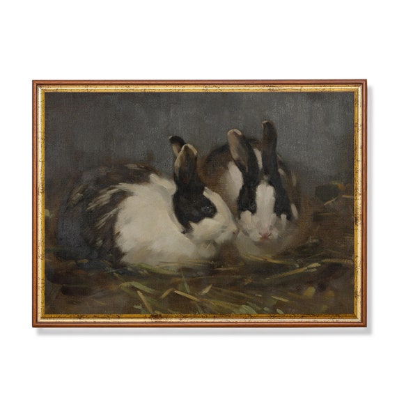 油絵 うさぎ 絵画 キャンバス油絵 原画 ホーランドロップ うさぎ と
