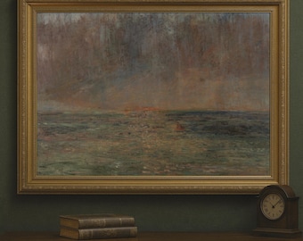 Moody Seascape Print: Vintage Nautical Ocean Painting, Coastal Wall Art