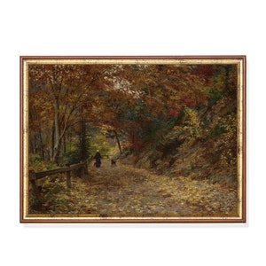 Vintage Autumn Landscape Painting: Moody Farmhouse Print (Digital Download)