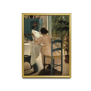 Vintage Woman Reading Print: 19th Century Fine Art
