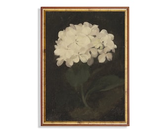 Hydrangea Painting: Vintage Floral Print, Farmhouse Wall Art