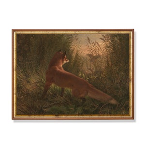 Impresión de Zorro Salvaje: Arte vintage de animales de la naturaleza, zorro del bosque, pintura de vida silvestre, decoración rústica para el hogar, obras de arte antiguas de animales