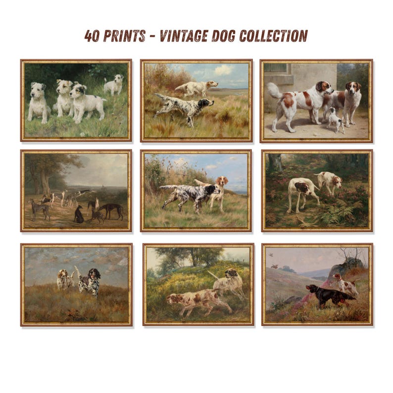 Vintage Dog Art Prints – 40 Antique Canine Paintings (digital Download ...