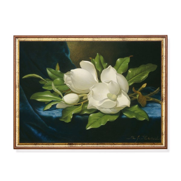 Magnolia Painting | Vintage Dark Oil Painting | Still Life Flower Print | Antique Floral Art | Dark Academia | Digital Printable Download