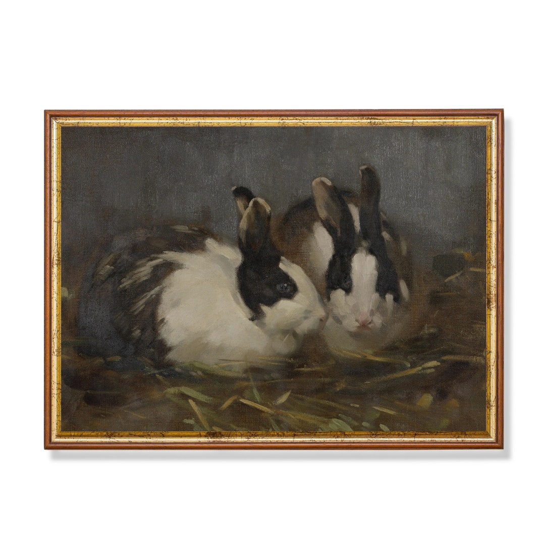 Vintage Rabbit Antique Bunnies Rustic Animal Farmhouse Decor, Digital ...