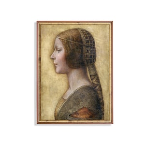 Profile of a Young Woman, c.1490 Portrait by Leonardo da Vinci – Renaissance Girl Drawing, Italian Beauty Art Print, Noblewoman Wall Decor