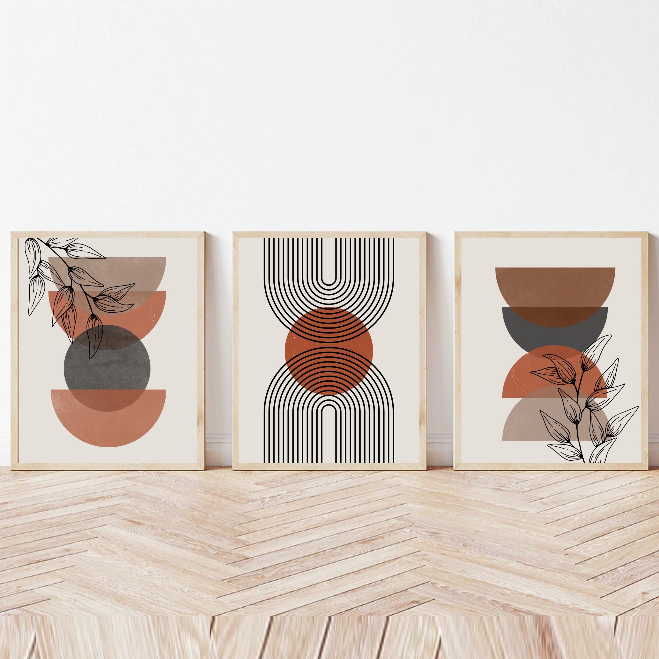 3 Piece Wall Art Boho Prints Set of 3 Mid Century Modern Prints ...