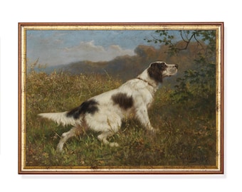 Vintage English Setter Art Print: 1909 Hunting Dog Portrait
