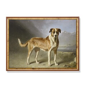 Vintage Dog Painting | Antique Animal Print | Oil Rustic Painting | Digital Download | Printable Wall Art | Farmhouse Decor | Fine Art Print