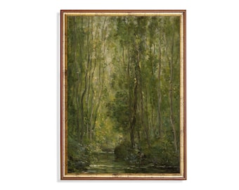Vintage Landscape Art Print: Rustic Country Oil Painting