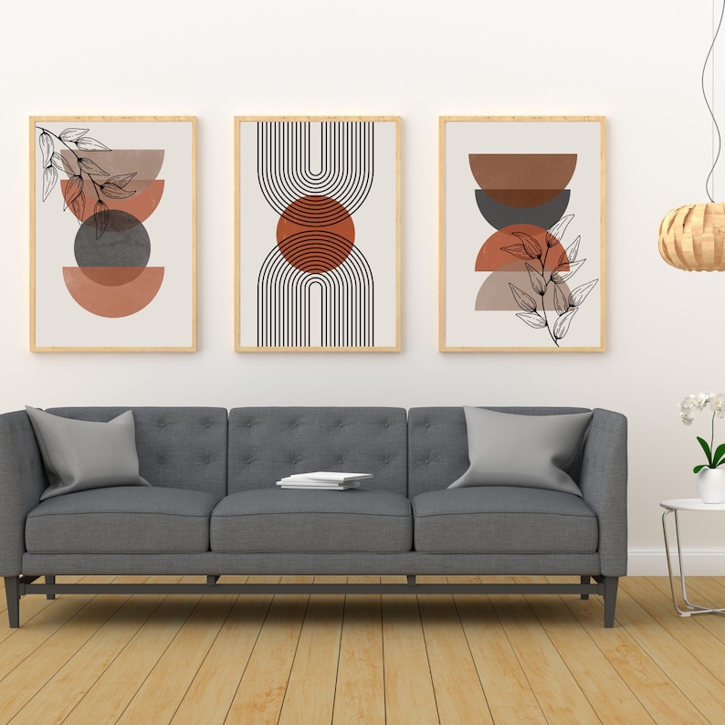 3 Piece Wall Art Boho Prints Set of 3 Mid Century Modern | Etsy