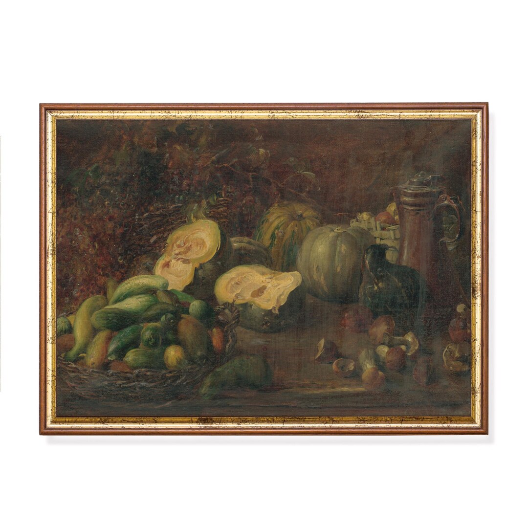 Antique Vegetable Still Life Art Print – Rustic Farmhouse Kitchen ...