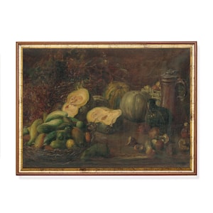 Vintage Vegetable Still Life Print: Old Master Style Kitchen Art
