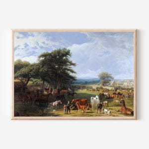 Vintage Horse Print: English Countryside Equestrian Landscape Art