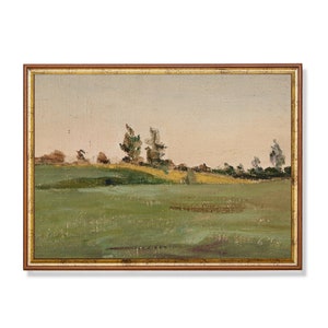 Vintage Spring Landscape Painting: Farmhouse Wall Art (Digital Download)