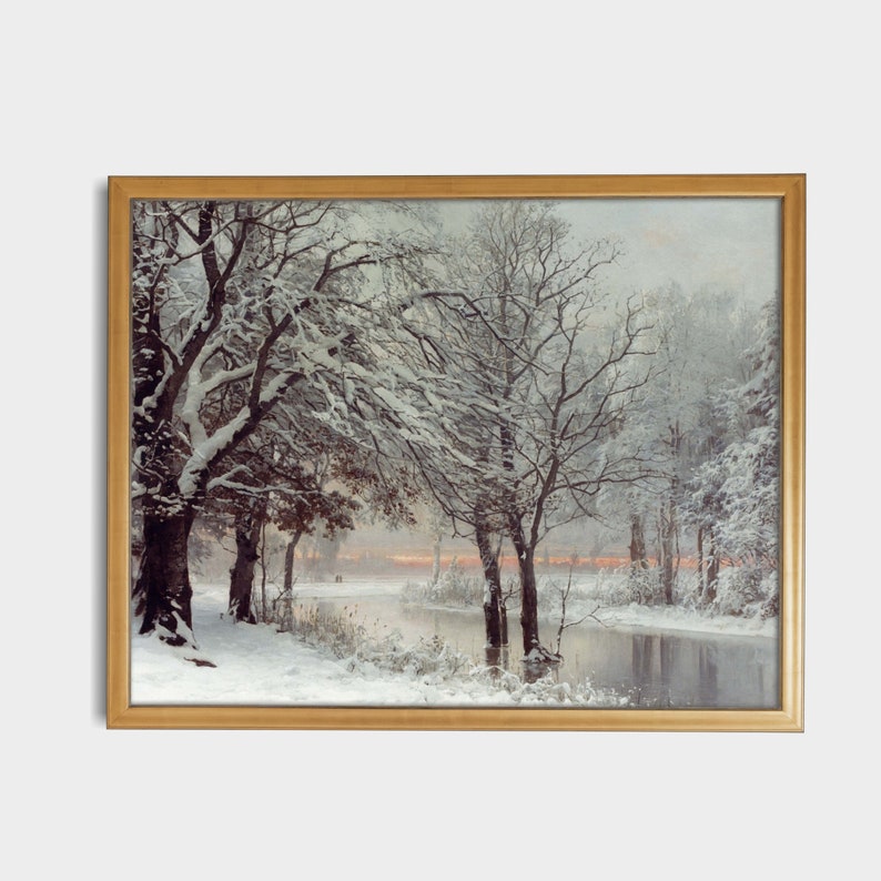 Snowy Forest Landscape Winter Wonderland Vintage Painting - Etsy