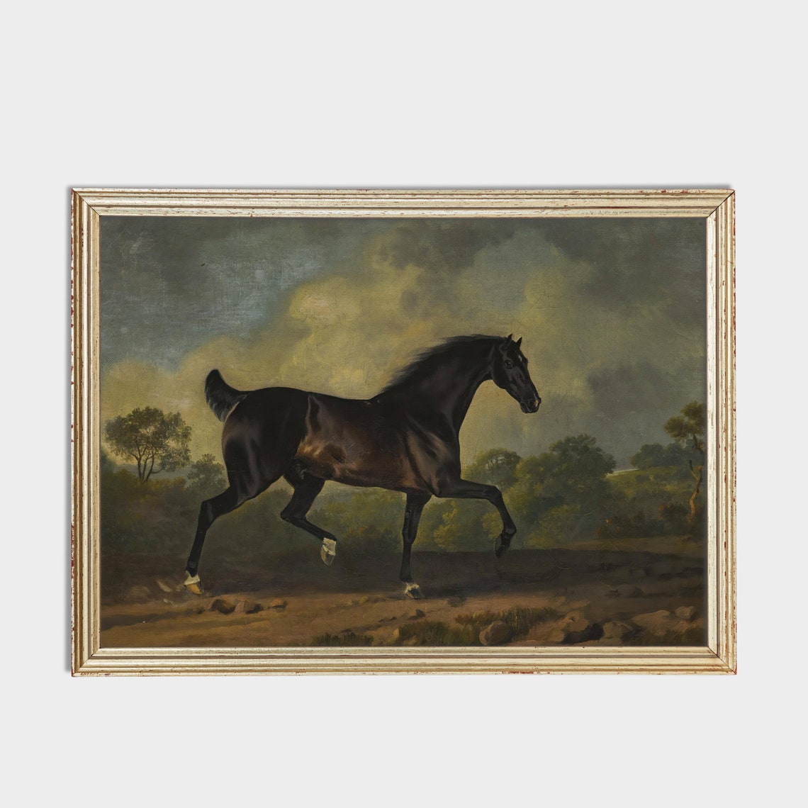 Vintage Horse Painting Antique Equestrian Print Farmhouse | Etsy