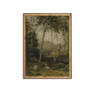 Versendet Druck | Vintage Landschaft | Baum Wald Gemälde | Antike Kunstdruck | Vertikale Wandkunst | Bauernhaus-Wand-Dekor | Physische Drucke