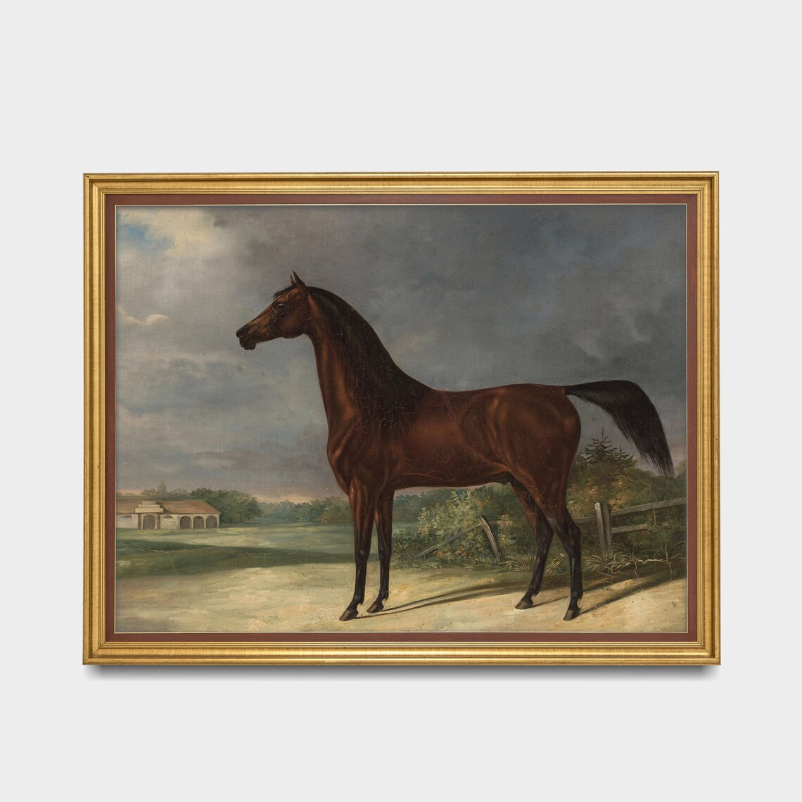 Vintage Horse Painting Antique Equestrian Print Moody - Etsy