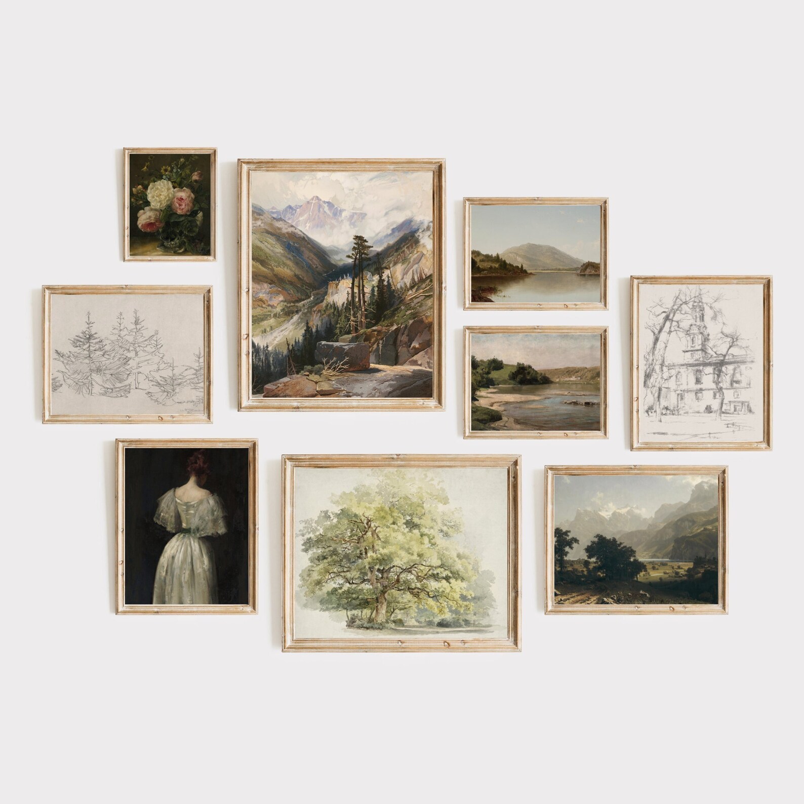 Antique French Country Gallery Wall Art | Set of 9 Prints (digital ...