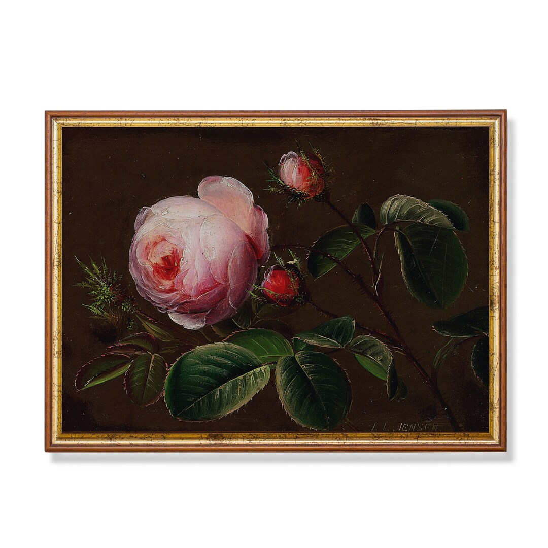 Vintage Still Life Painting | Still Life With Rose | Antique Moody ...
